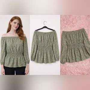 Floral Green Dress  | Suzanne Betro Off Shoulder | Spring Floral